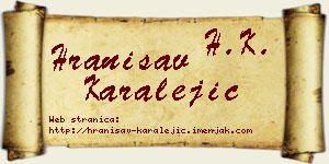 Hranisav Karalejić vizit kartica